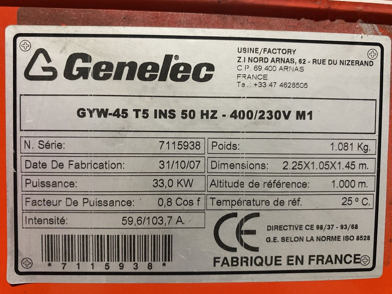 Електричний генератор Genelec 45 kVa diesel: фото 8