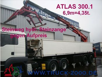 LANGENDORF Stein/Baustoff+Heck Kran ATLAS 300.1 Bj.1999 - Бортовий напівпричіп/ Платформа