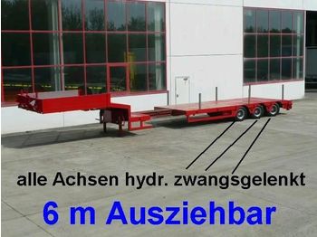 Möslein 3 Achs Tieflader, ausziehbar 6 m, alle ach - Низькорамна платформа напівпричіп