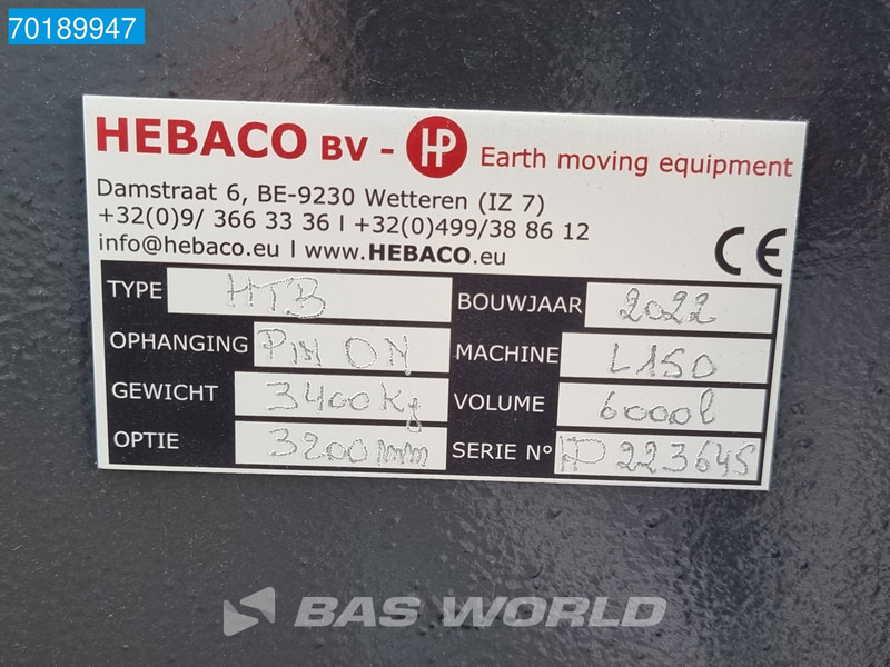 Новий Навісне обладнання Hebaco HTB L150 - NEW UNUSED - 6.000L: фото 16