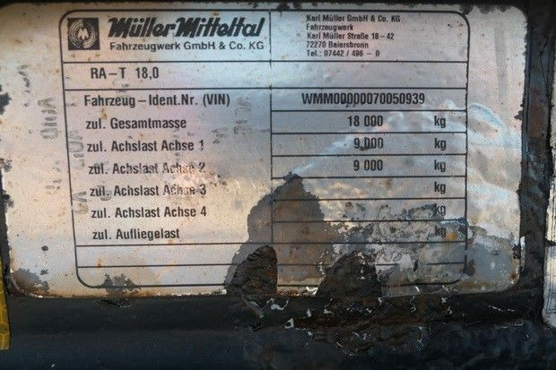 Причіп мультиліфт/ Бункеровоз Müller-Mitteltal RA-T 18,0, Außenroller, Container, BPW, Behälter: фото 7