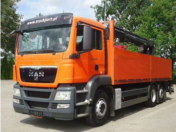 Бортова вантажівка/ платформа MAN TGS 26.400 6x2 Pritsche Kran HIAB 166K PRO