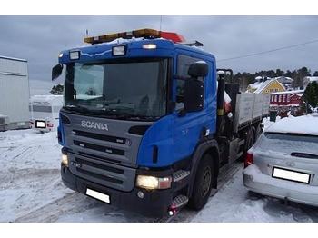 Бортова вантажівка/ Платформа Scania P420 med 29 T/M Kran og 3 veis tipp: фото 1