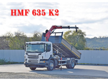 Самоскид вантажівка, Вантажівка з маніпулятором Scania P 250* Kipper 4,75m * HMF 635 K2 * TOPZUSTAND: фото 1
