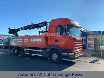 Бортова вантажівка/ Платформа, Вантажівка з маніпулятором Scania R480 Pritsche  Baustoff Kran Fassi-Kran: фото 1
