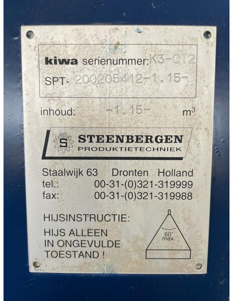 Резервуар для зберігання steenbergen KIWA 1150 liter dieseltank dubbelwandig: фото 4