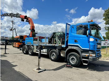 Бортова вантажівка/ Платформа, Вантажівка з маніпулятором Scania G440 8x4 PRITSCHE + KRAN (26.5m!) PALFINGER PK78002 SH G 8x + 1 + WINCH - PLATFORM 6m25 - MANUAL - HUB REDUCTION - STEEL SPRING - EURO 5 - BE TRUCK: фото 2