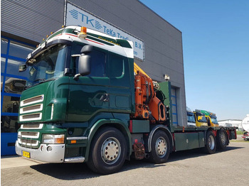 Бортова вантажівка/ Платформа, Вантажівка з маніпулятором Scania R420 8x2 HIAB 800E-7 Hipro 80 ton/meter Winch Retarder: фото 2