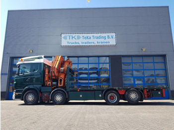 Бортова вантажівка/ Платформа, Вантажівка з маніпулятором Scania R420 8x2 HIAB 800E-7 Hipro 80 ton/meter Winch Retarder: фото 5