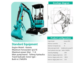 Новий Міні-екскаватор LEZUM DY20T Mini Excavator Euro 5/Epa Engine Kubota Mini Excavator For Sale: фото 2 Новий Міні-екскаватор LEZUM DY20T Mini Excavator Euro 5/Epa Engine Kubota Mini Excavator For Sale: фото 2