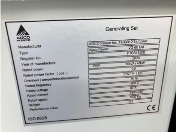 Новий Техніка для тваринництва Valtra Diesel-Generator VG60: фото 2