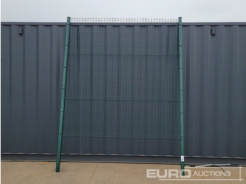 Будівельне обладнання Unused Galvanised & Powder Coated Heavy Duty (5mm) Wire Mesh Fencing, 25 x H2.4m x W2.2m Panels, 26 x 60mm x 60mm x3m Posts, with Fittings (Green): фото 4