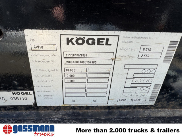Kögel AW 18 - Контейнеровоз/ Змінний кузов причіп: фото 2 Kögel AW 18 - Контейнеровоз/ Змінний кузов причіп: фото 2