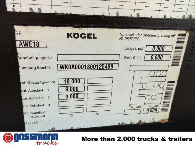 Kögel AWE 18 - Контейнеровоз/ Змінний кузов причіп: фото 4 Kögel AWE 18 - Контейнеровоз/ Змінний кузов причіп: фото 4