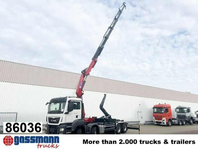 MAN TGS 35.480 8X4 BL, Intarder, Kran HMF 3220-K6, - Гаковий мультиліфт вантажівка, Вантажівка з маніпулятором: фото 1 MAN TGS 35.480 8X4 BL, Intarder, Kran HMF 3220-K6, - Гаковий мультиліфт вантажівка, Вантажівка з маніпулятором: фото 1