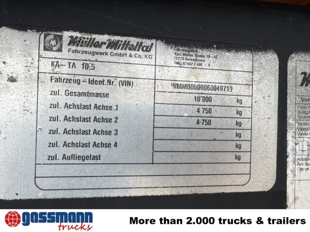 Müller-Mitteltal KA-TA 10.5C, Ex-Stadtverwaltung - Самоскид причіп: фото 2 Müller-Mitteltal KA-TA 10.5C, Ex-Stadtverwaltung - Самоскид причіп: фото 2