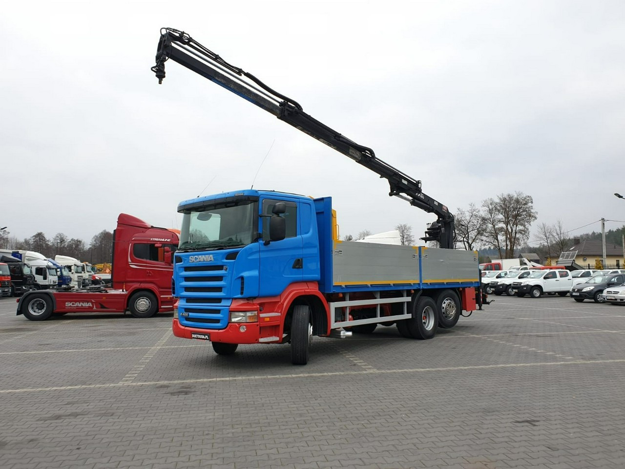 Scania R 400 LB 6x2 HDS Budowlanka Widły Oś Skrętna Super Stan - Бортова вантажівка/ Платформа, Вантажівка з маніпулятором: фото 3 Scania R 400 LB 6x2 HDS Budowlanka Widły Oś Skrętna Super Stan - Бортова вантажівка/ Платформа, Вантажівка з маніпулятором: фото 3