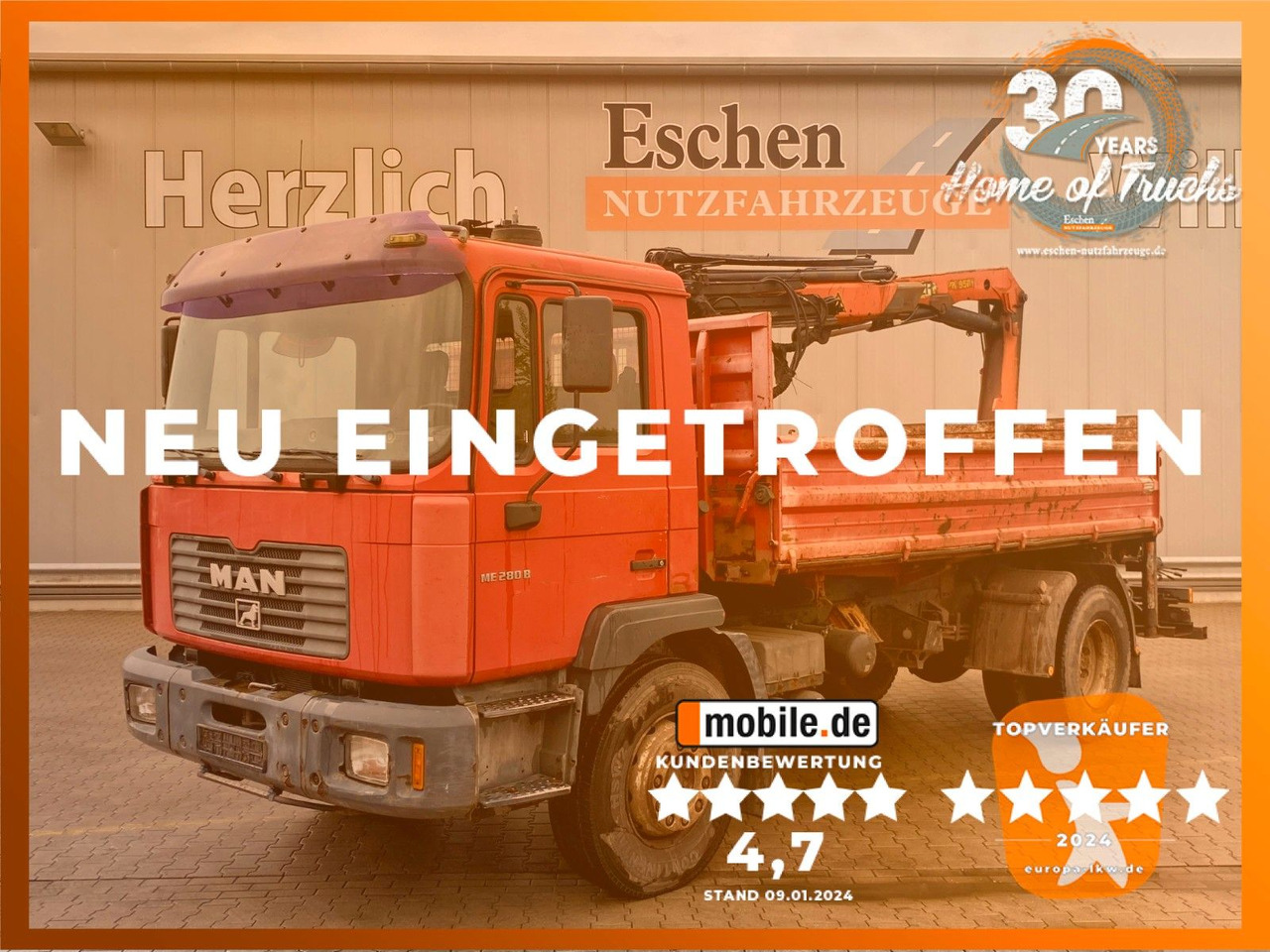 MAN 18.285 MC | Palfinger PK 9501*Blatt*2x AHK+Oel - Самоскид вантажівка, Вантажівка з маніпулятором: фото 1 MAN 18.285 MC | Palfinger PK 9501*Blatt*2x AHK+Oel - Самоскид вантажівка, Вантажівка з маніпулятором: фото 1