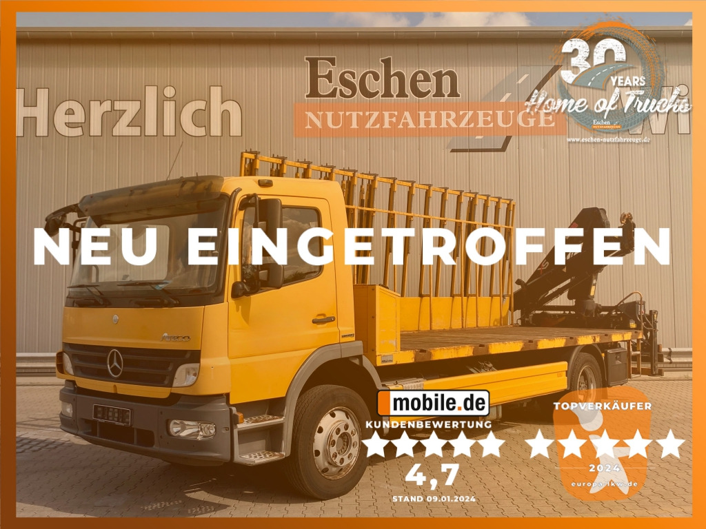 Mercedes-Benz 1224 L Atego / HIAB-Kran / Glastransporter - Бортова вантажівка/ Платформа, Вантажівка з маніпулятором: фото 1 Mercedes-Benz 1224 L Atego / HIAB-Kran / Glastransporter - Бортова вантажівка/ Платформа, Вантажівка з маніпулятором: фото 1