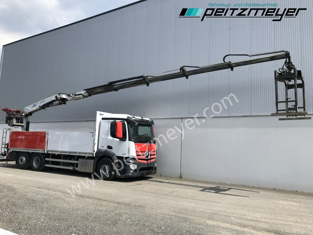 Бортова вантажівка/ Платформа, Вантажівка з маніпулятором MERCEDES-BENZ Antos 2536 LL Pritsche HMF 2110-L5 5 fach Ausschub mit Steinzange: фото 17