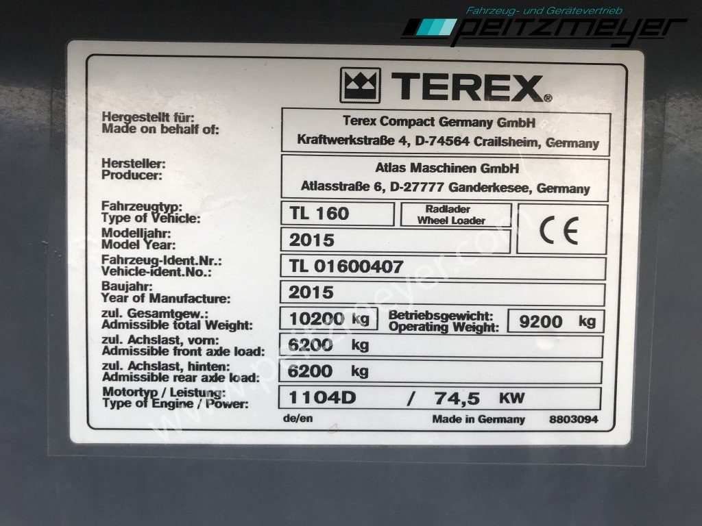 Колісний навантажувач TEREX Radlader TL 160 Schaufel + Gabel: фото 22