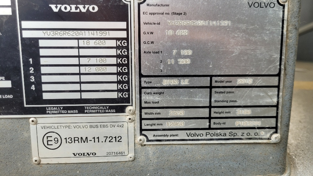 Міський автобус VOLVO B7RLE 8700 KLIIMA, 6.2010, EURO 5, RAMP, 42 seats, 12,86m; 2 UNITS: фото 19 Міський автобус VOLVO B7RLE 8700 KLIIMA, 6.2010, EURO 5, RAMP, 42 seats, 12,86m; 2 UNITS: фото 19