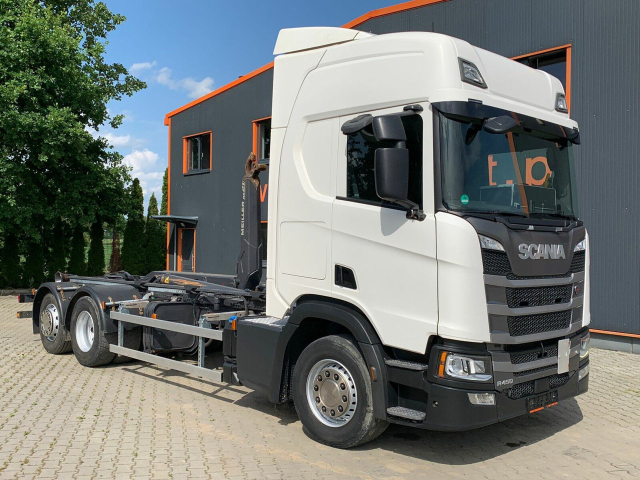 Scania R450 6x2 Abrollkipper MEILLER*Lenkachse Retarder - Гаковий мультиліфт вантажівка: фото 1 Scania R450 6x2 Abrollkipper MEILLER*Lenkachse Retarder - Гаковий мультиліфт вантажівка: фото 1