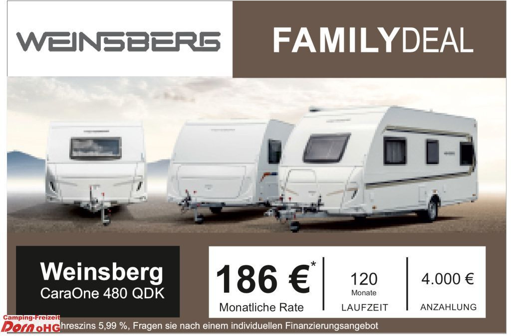 Weinsberg CaraOne 480 QDK 3 Pakete Weinsberg CaraOne 480 QDK 3 Pakete - Причіп дача: фото 1 Weinsberg CaraOne 480 QDK 3 Pakete Weinsberg CaraOne 480 QDK 3 Pakete - Причіп дача: фото 1