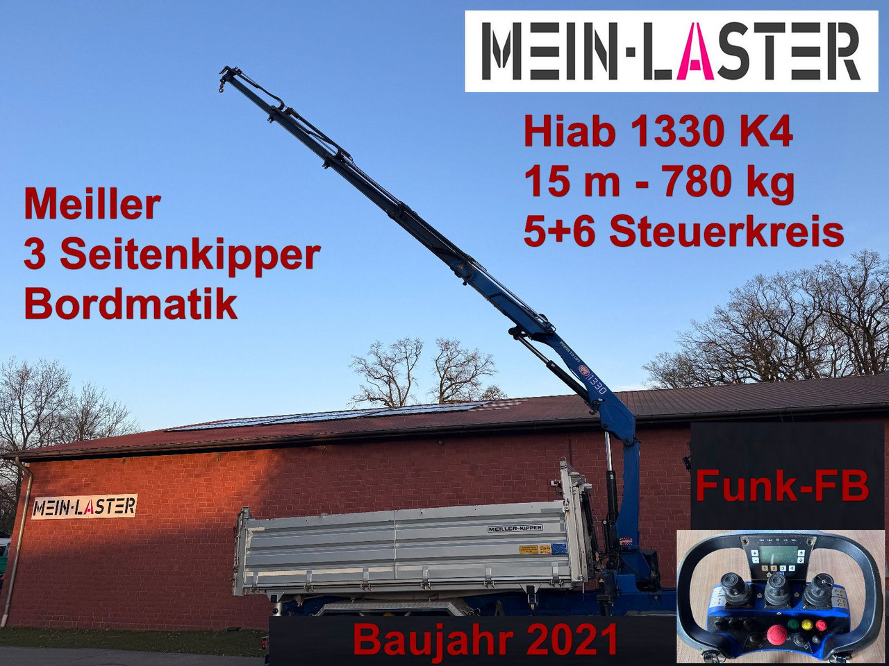 MAN Aufbau Meiller Bordmatik + HMF 1330 K4 15m Funk - Самоскид вантажівка, Вантажівка з маніпулятором: фото 1 MAN Aufbau Meiller Bordmatik + HMF 1330 K4 15m Funk - Самоскид вантажівка, Вантажівка з маніпулятором: фото 1