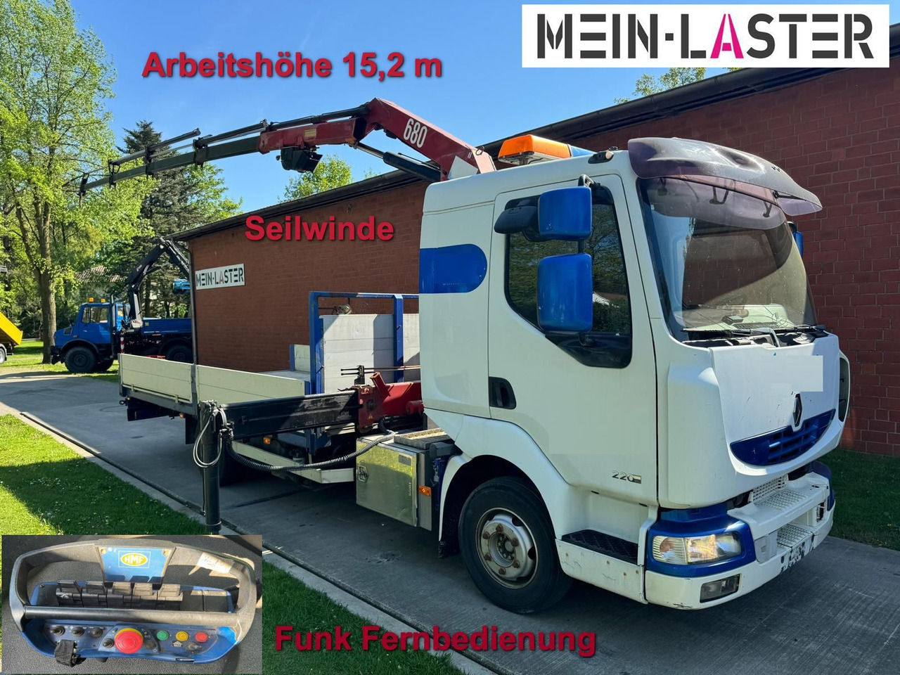 Renault Midlum 220 HMF 683 K4 15m-400 Kg Funk Seilwinde - Вантажівка з маніпулятором: фото 1 Renault Midlum 220 HMF 683 K4 15m-400 Kg Funk Seilwinde - Вантажівка з маніпулятором: фото 1