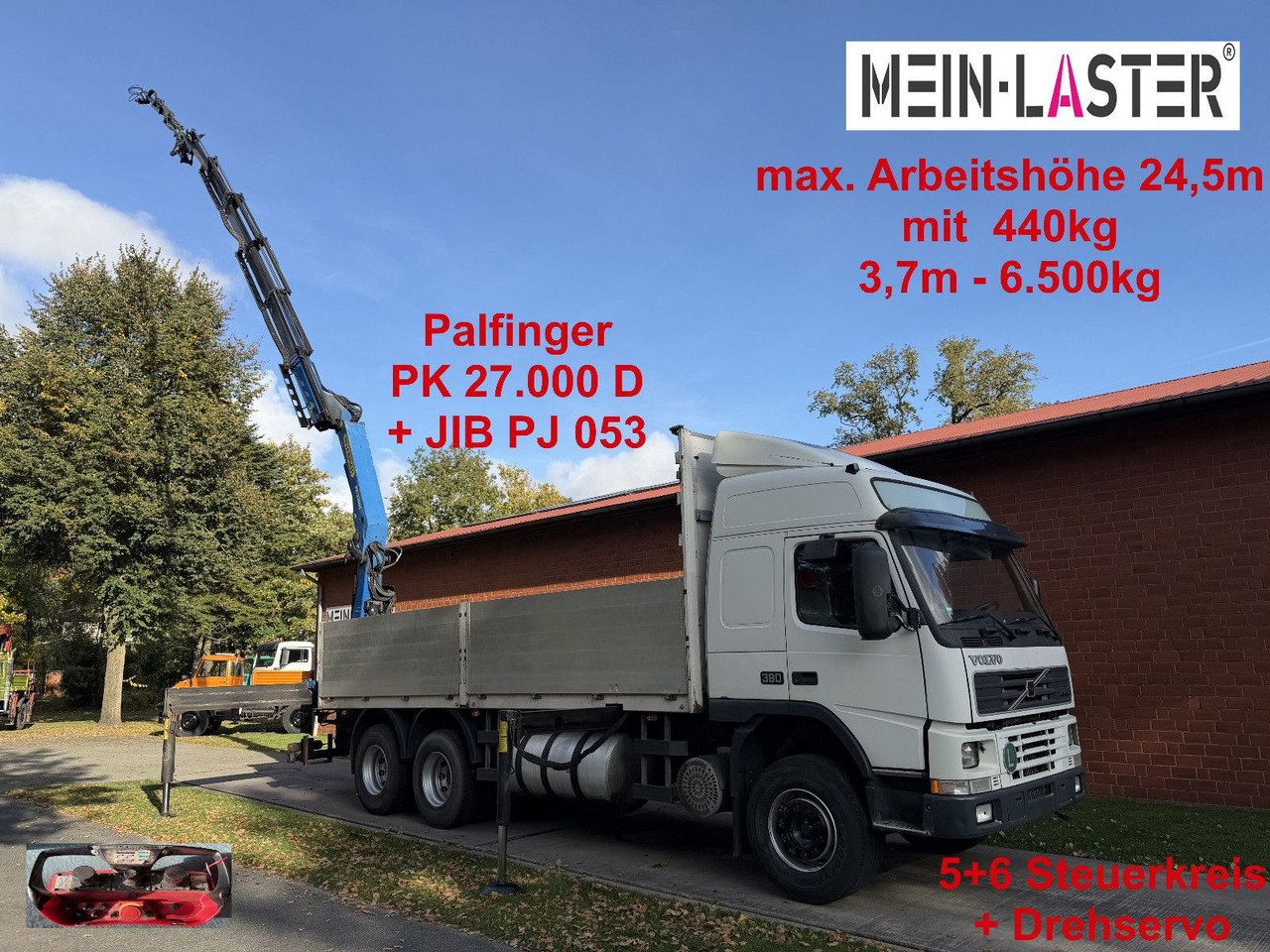 Volvo FM12 380 PK 27000D 24,5m 5+6 Deutscher LKW - Вантажівка з маніпулятором: фото 1 Volvo FM12 380 PK 27000D 24,5m 5+6 Deutscher LKW - Вантажівка з маніпулятором: фото 1