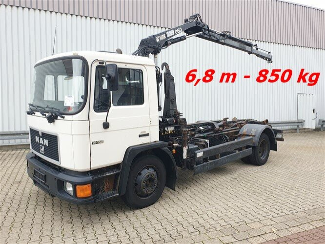 MAN 14.152 F 4x2 BB 14.152 F 4x2 BB mit Kran Hiab 060-2 - Гаковий мультиліфт вантажівка, Вантажівка з маніпулятором: фото 1 MAN 14.152 F 4x2 BB 14.152 F 4x2 BB mit Kran Hiab 060-2 - Гаковий мультиліфт вантажівка, Вантажівка з маніпулятором: фото 1