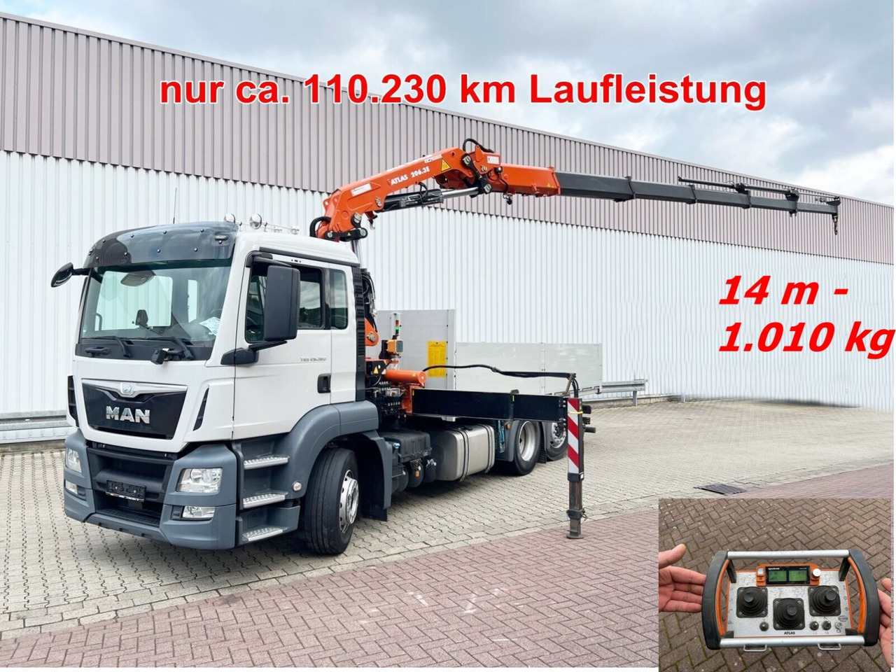 MAN TGS 26.360/400 6x2-4 BL TGS 26.360/400 6x2-4 BL, Lenk-/Lift, Kran Atlas AK 206.3E A5, Funk - Вантажівка з маніпулятором, Бортова вантажівка/ Платформа: фото 1 MAN TGS 26.360/400 6x2-4 BL TGS 26.360/400 6x2-4 BL, Lenk-/Lift, Kran Atlas AK 206.3E A5, Funk - Вантажівка з маніпулятором, Бортова вантажівка/ Платформа: фото 1