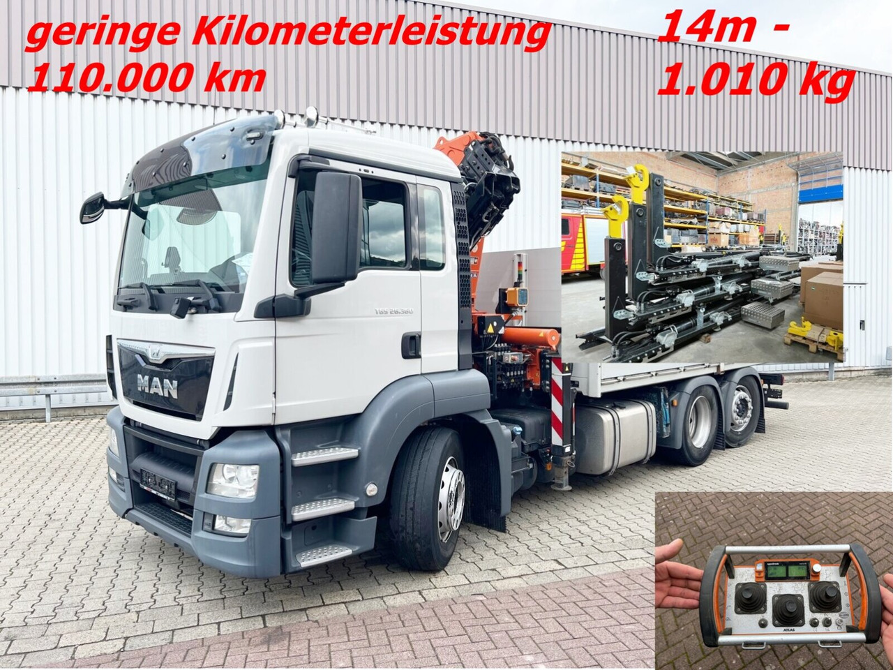 MAN TGS 26.360/400 6x2-4 BL TGS 26.360/400 6x2-4 BL, Lenk-/Lift, Kran Atlas AK 206.3E A5, Funk - Гаковий мультиліфт вантажівка, Вантажівка з маніпулятором: фото 1 MAN TGS 26.360/400 6x2-4 BL TGS 26.360/400 6x2-4 BL, Lenk-/Lift, Kran Atlas AK 206.3E A5, Funk - Гаковий мультиліфт вантажівка, Вантажівка з маніпулятором: фото 1