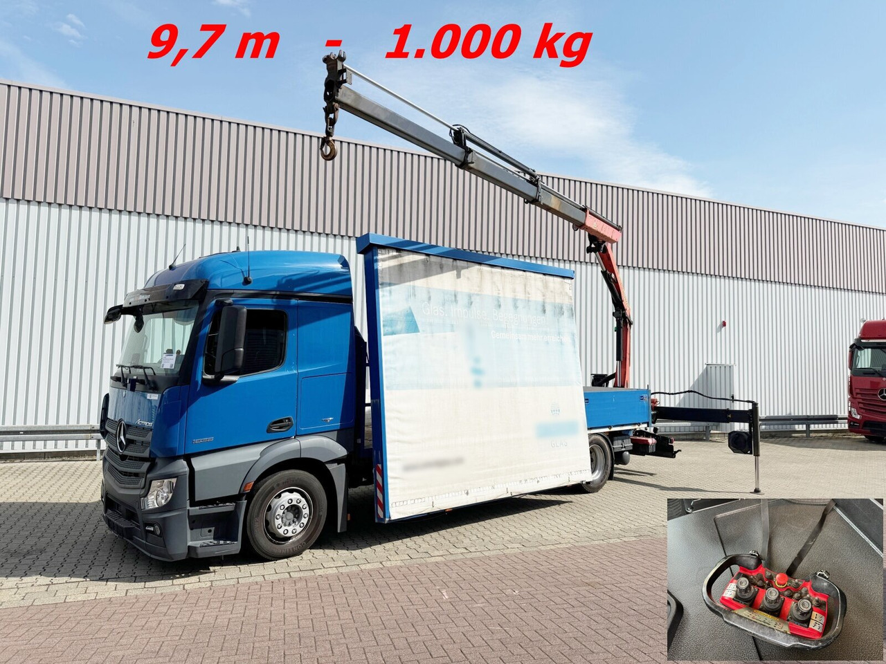 Mercedes-Benz Actros 1836 L 4x2 Actros 1836 L 4x2, Glastransporter, Heckkran Palfinger Pk 12002-EH, Funk - Вантажівка з маніпулятором: фото 1 Mercedes-Benz Actros 1836 L 4x2 Actros 1836 L 4x2, Glastransporter, Heckkran Palfinger Pk 12002-EH, Funk - Вантажівка з маніпулятором: фото 1