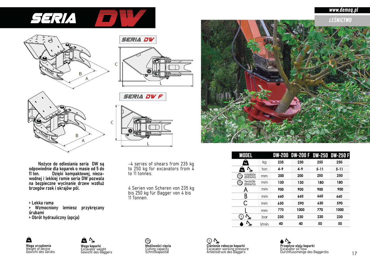 DEMOQ DW250 F De-forestation shear 250 kg - Грейфер в категорії Будівельна техніка: фото 3 DEMOQ DW250 F De-forestation shear 250 kg - Грейфер в категорії Будівельна техніка: фото 3