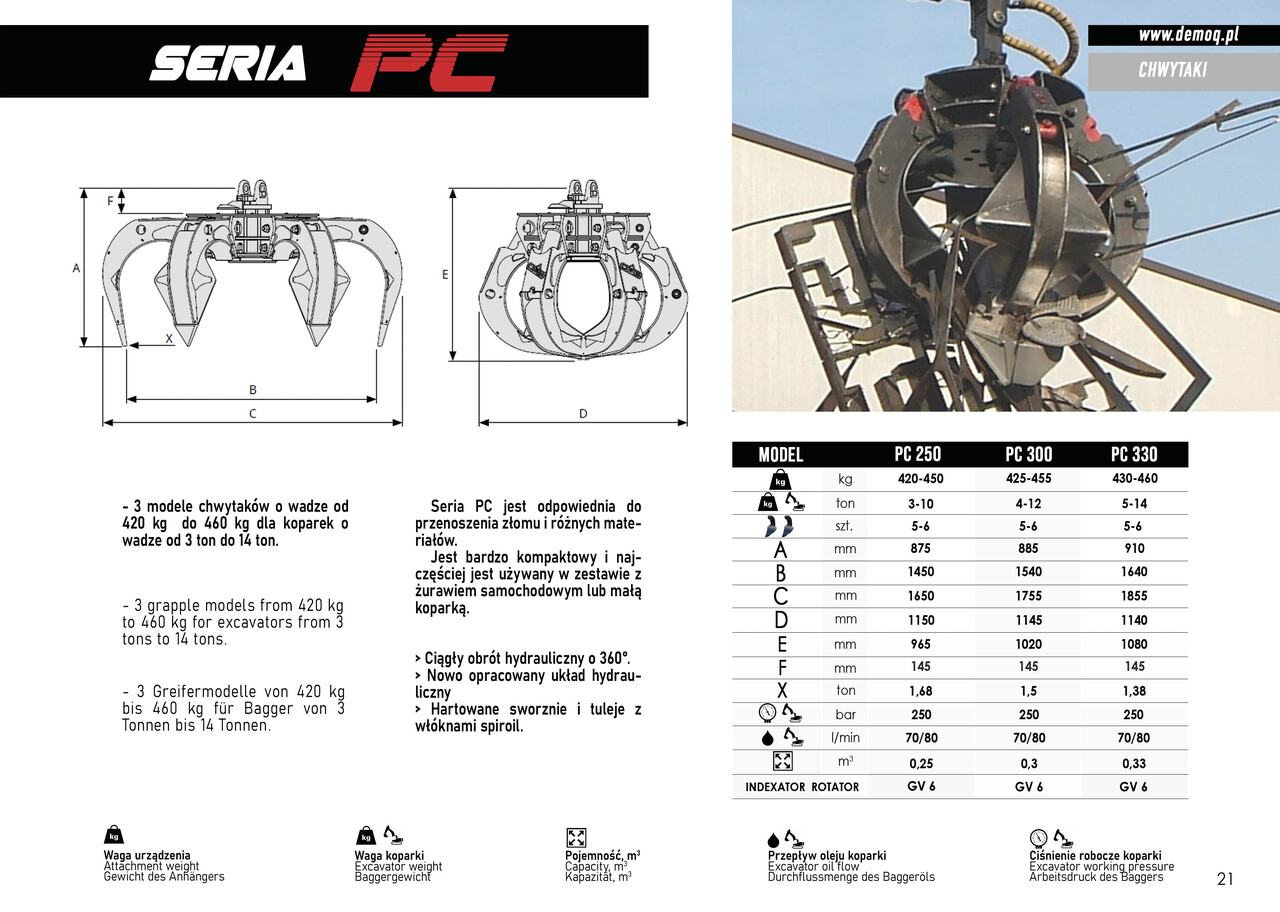DEMOQ PC330 Hydraulic Polyp -grab - Грейфер в категорії Будівельна техніка: фото 4 DEMOQ PC330 Hydraulic Polyp -grab - Грейфер в категорії Будівельна техніка: фото 4