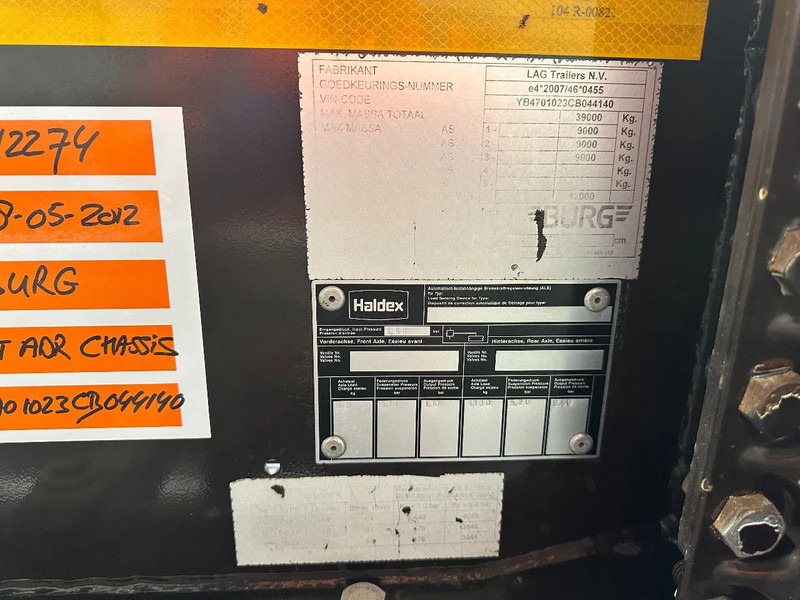 Контейнеровоз/ Змінний кузов напівпричіп Burg 20FT / 20FT SWAP ADR (EX/II, EX/III, FL, AT), empty weight: 3.690kg, SAF INTRADISC, 2x liftaxle, ALCOA, NL-Chassis: фото 20 Контейнеровоз/ Змінний кузов напівпричіп Burg 20FT / 20FT SWAP ADR (EX/II, EX/III, FL, AT), empty weight: 3.690kg, SAF INTRADISC, 2x liftaxle, ALCOA, NL-Chassis: фото 20