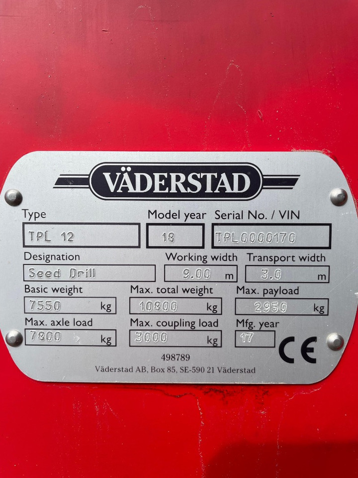 Väderstad Tempo TPL 12 (75-Reihe) - Сівалка: фото 2 Väderstad Tempo TPL 12 (75-Reihe) - Сівалка: фото 2