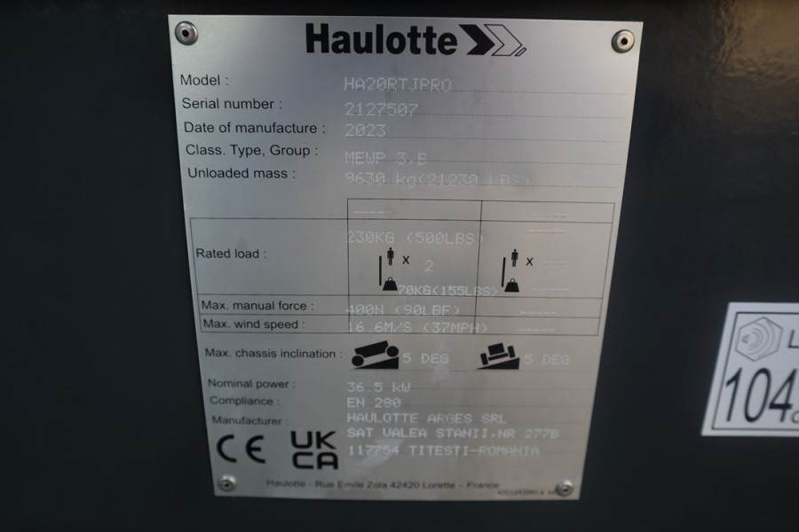 Колінчастий підйомник Haulotte HA20RTJ Pro Valid inspection, *Guarantee! 20.6 m W: фото 6