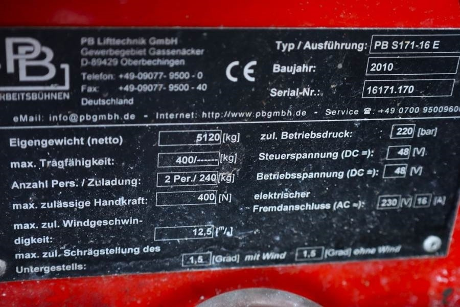 Ножичний підйомник PB LIFT S171-16E Electric, 17.3m Working Height, 400k: фото 6