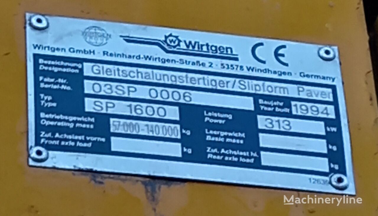 WIRTGEN SP 1600 - Бетоноукладач: фото 2 WIRTGEN SP 1600 - Бетоноукладач: фото 2