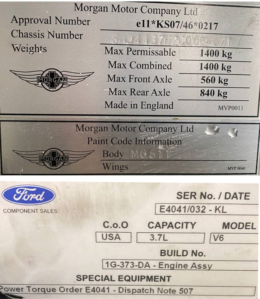 Кабріолет Morgan Roadster 3.7i/Ford V6 Boite manuelle endommagé: фото 9