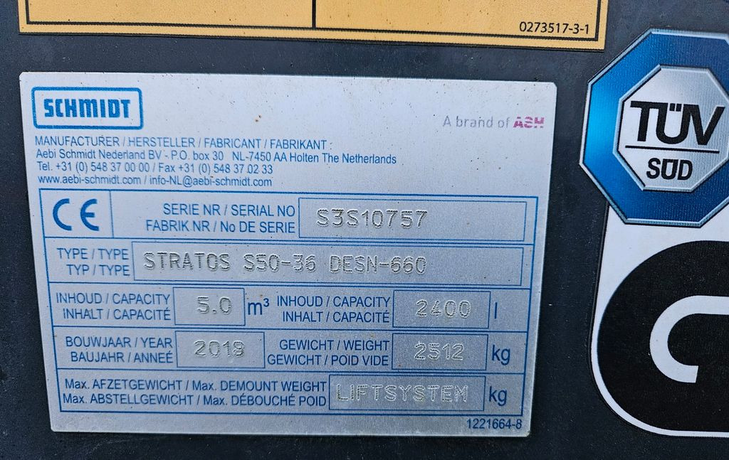 Гаковий мультиліфт вантажівка Schmidt STRATOS S50 Streuer 5m3  Kubota Motor: фото 10