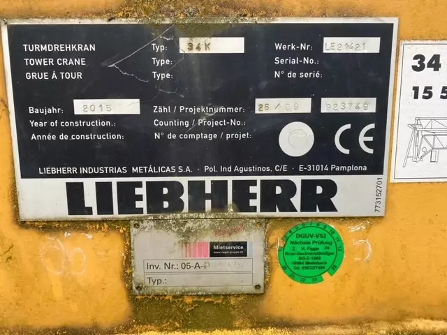 2015 Liebherr 34 K - Баштовий кран: фото 5 2015 Liebherr 34 K - Баштовий кран: фото 5
