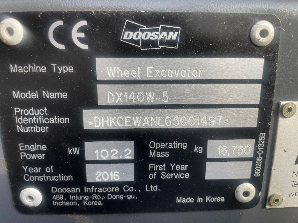 Doosan DX 140 W-5 Dismantled: only spare parts - Колісний екскаватор: фото 5 Doosan DX 140 W-5 Dismantled: only spare parts - Колісний екскаватор: фото 5