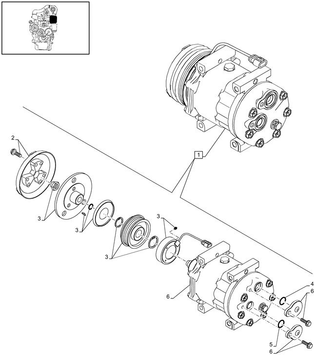 New Holland T6010 T6090 T6070 Sprezarka klimatyz 12v, 43w, w/ pulley 87709785 - Компресор кондиціонера в категорії Трактори: фото 1 New Holland T6010 T6090 T6070 Sprezarka klimatyz 12v, 43w, w/ pulley 87709785 - Компресор кондиціонера в категорії Трактори: фото 1