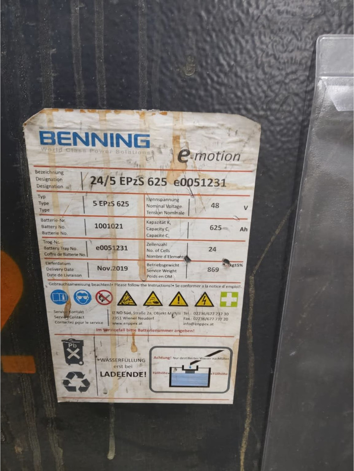 Benning 48V 625Ah - Аккумулятор в категорії Вантажно-розвантажувальна техніка: фото 2 Benning 48V 625Ah - Аккумулятор в категорії Вантажно-розвантажувальна техніка: фото 2