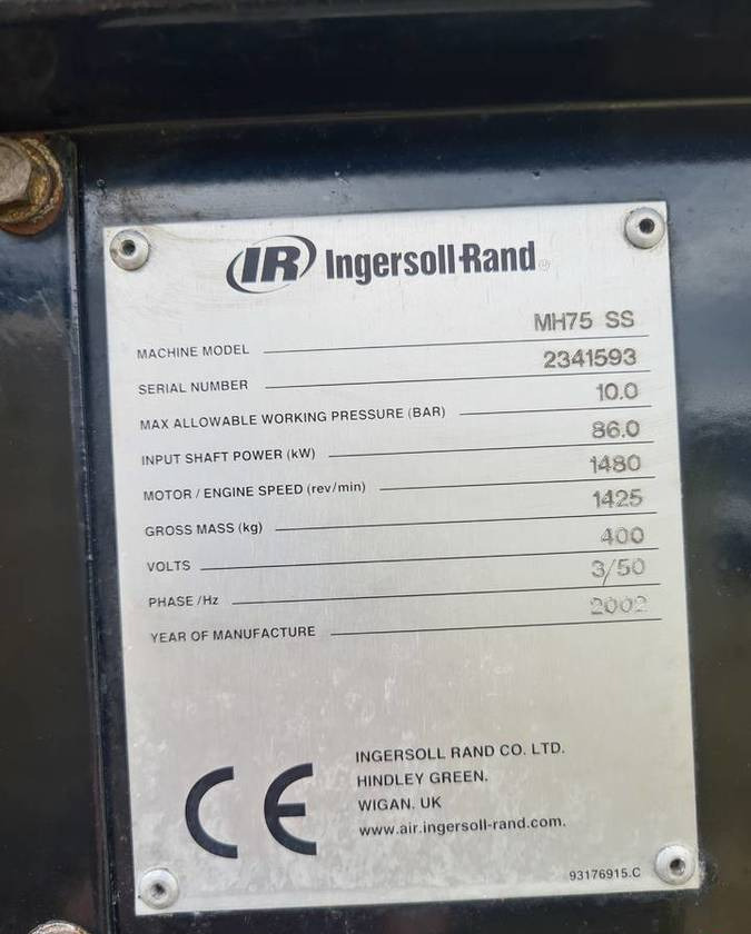 Kompresor śrubowy INGERSOLL RAND MH75 - Повітряний компресор: фото 5 Kompresor śrubowy INGERSOLL RAND MH75 - Повітряний компресор: фото 5
