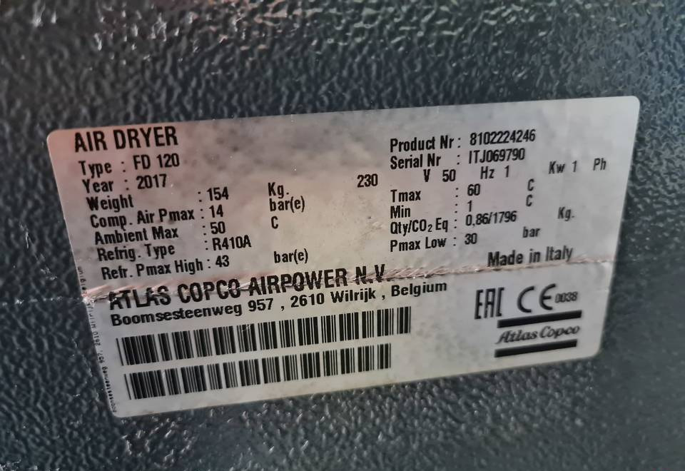 OSUSZACZ ZIĘBNICZY ATLAS COPCO FD 120 7,2m3 - Повітряний компресор: фото 3 OSUSZACZ ZIĘBNICZY ATLAS COPCO FD 120 7,2m3 - Повітряний компресор: фото 3